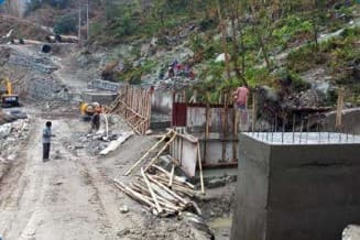 Iwa Khola penstock construction