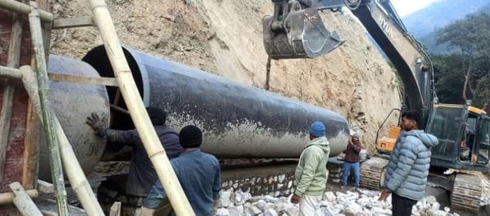 Ridi Khola penstock construction
